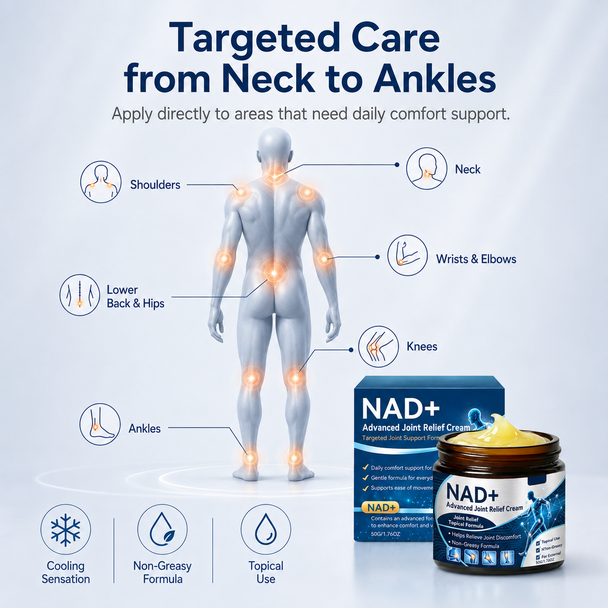 NAD+ Advanced Joint Relief Cream – Cooling Comfort for Neck, Shoulders, Back, Knees & More - CYH