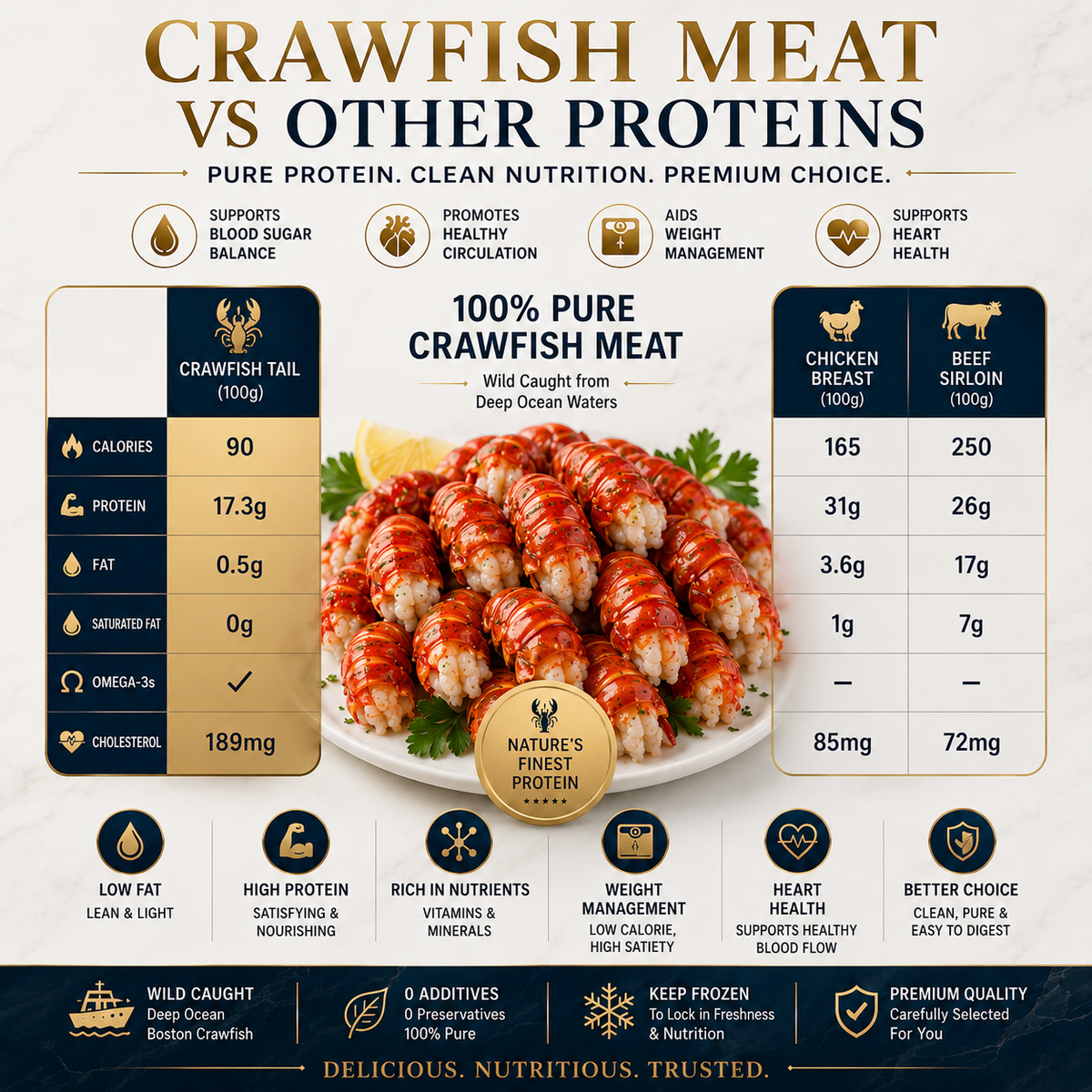 High in Protein · Naturally Low in Fat · Rich in Omega-3s · Weight-Management Friendly - CYH