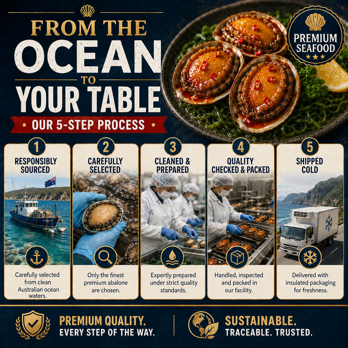 Premium Australian Abalone — High Protein · Low Fat · Rich in Ocean Nutrients - CYH
